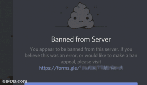 A Cartoon Character Is Standing In Front Of A Banner That Says " Banned From Server " GIF