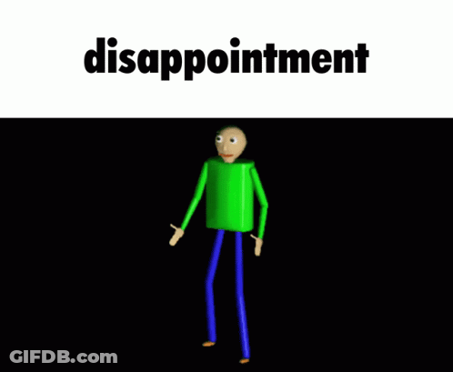 A Cartoon Character Is Standing In Front Of A Black Background That Says Disappointment GIF