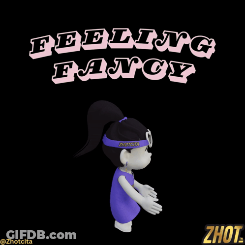 A Cartoon Character Is Standing In Front Of A Black Background With The Words Feeling Fancy GIF