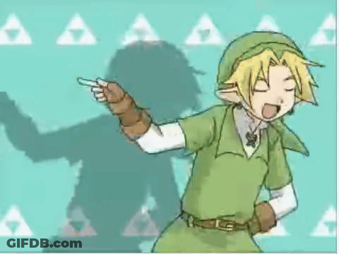 A Cartoon Character Is Standing In Front Of A Blue Background With A Shadow Of A Monster Behind Him . GIF