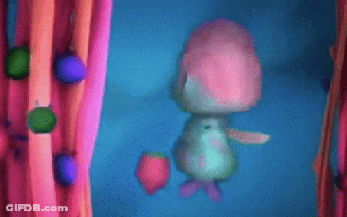 A Cartoon Character Is Standing In Front Of A Blue Background GIF