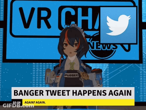 A Cartoon Character Is Standing In Front Of A Breaking News Headline That Says Banger Tweet Happens Again GIF