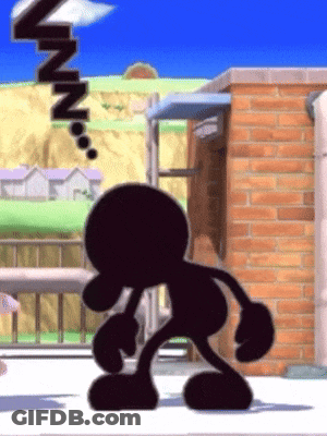 A Cartoon Character Is Standing In Front Of A Brick Building With A Blue Sky In The Background GIF