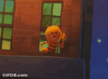 A Cartoon Character Is Standing In Front Of A Building GIF