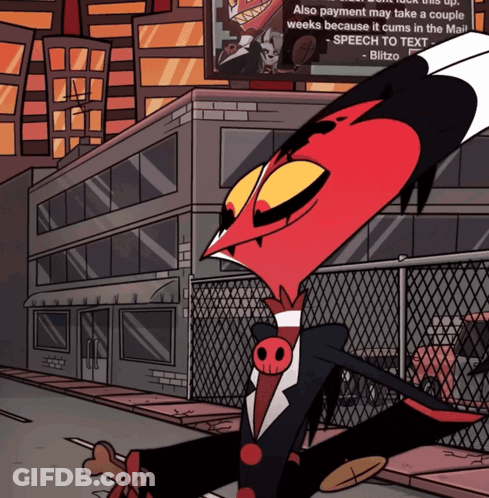 Cartoon Character In Front Of Building With Payment Notice GIF