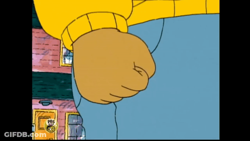 A Cartoon Character Is Standing In Front Of A Building With A Sign That Says Pbs Kids GIF