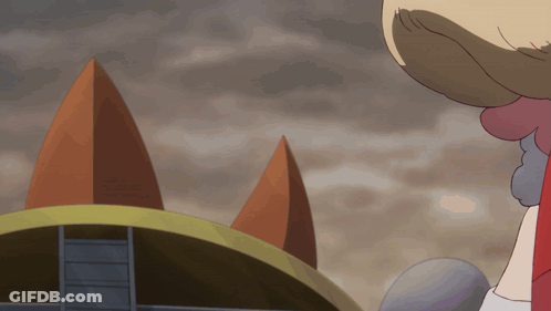 Cartoon Character Standing In Front Of Building With Stairs GIF
