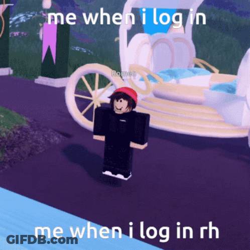 A Cartoon Character Is Standing In Front Of A Carriage And Says " Me When I Log In Me When I Log In " GIF