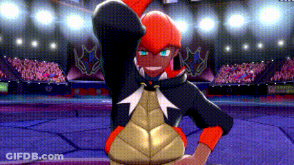 A Cartoon Character Is Standing In Front Of A Crowd In A Stadium With His Arm In The Air . GIF