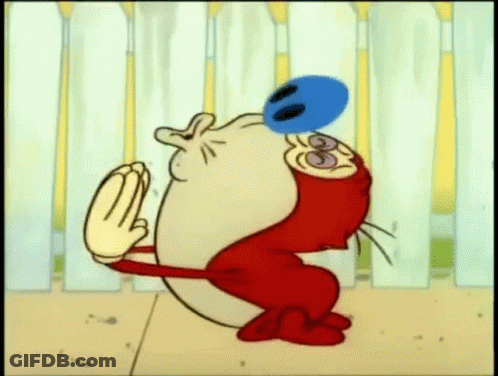 A Cartoon Character Is Standing In Front Of A Fence And Giving The Middle Finger . GIF