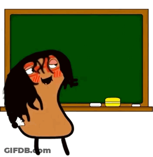 A Cartoon Character Is Standing In Front Of A Green Board GIF