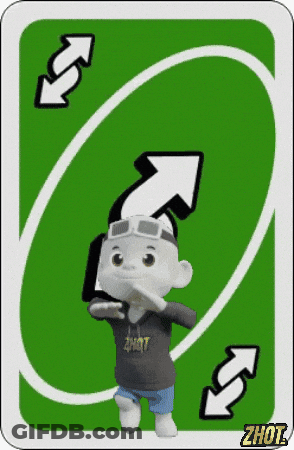 A Cartoon Character Is Standing In Front Of A Green Uno Card . GIF