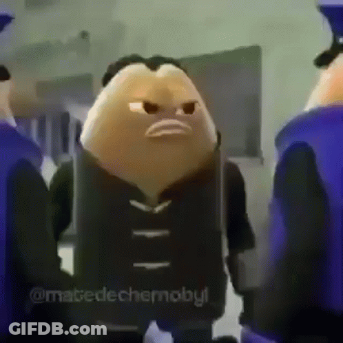 A Cartoon Character Is Standing In Front Of A Group Of Police Officers And Making A Funny Face . GIF