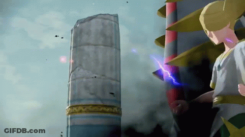 A Cartoon Character Is Standing In Front Of A Large Pillar GIF