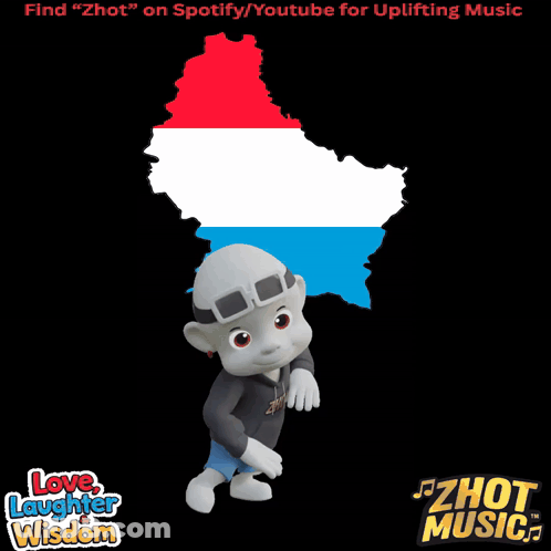 A Cartoon Character Is Standing In Front Of A Map With The Words Love Laughter Wisdom On It GIF