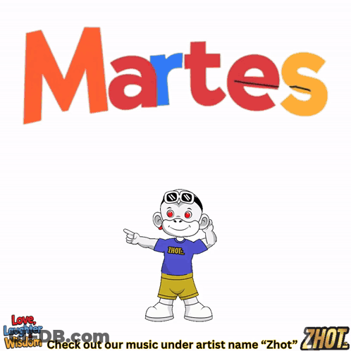 A Cartoon Character Is Standing In Front Of A Martes Sign GIF