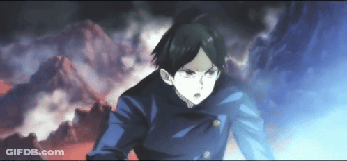 A Cartoon Character Is Standing In Front Of A Mountain Range GIF
