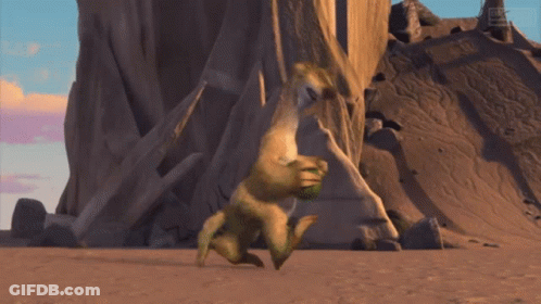 A Cartoon Character Is Standing In Front Of A Mountain With The Letters Hd On The Bottom GIF