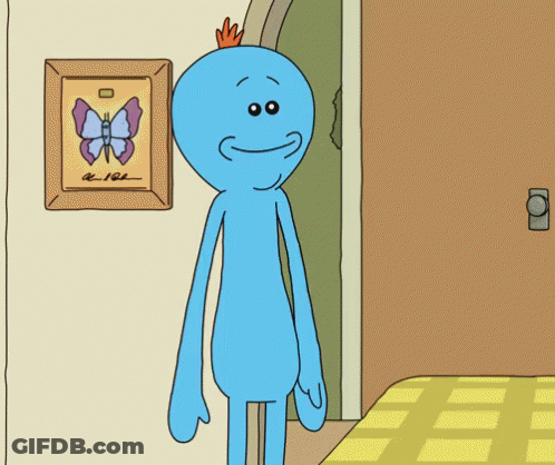 A Cartoon Character Is Standing In Front Of A Picture Of A Butterfly And Says Ooooh GIF