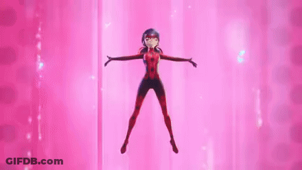 A Cartoon Character Is Standing In Front Of A Pink Background And Using Her Powers . GIF
