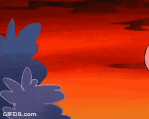 A Cartoon Character Is Standing In Front Of A Red And Orange Background GIF