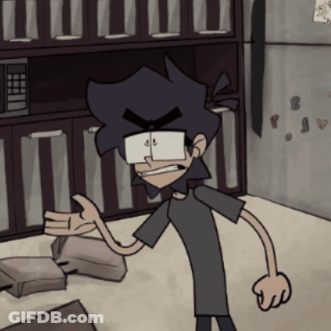 A Cartoon Character Is Standing In Front Of A Refrigerator And A Microwave GIF