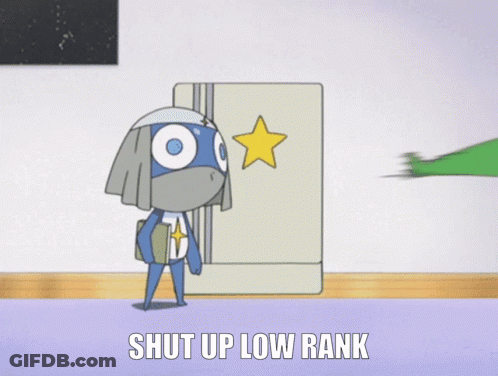A Cartoon Character Is Standing In Front Of A Refrigerator With A Star On It And The Words Shut Up Low Rank GIF