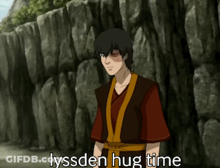 A Cartoon Character Is Standing In Front Of A Rock Wall And The Caption Says Lyssden Hug Time GIF