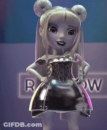 A Cartoon Character Is Standing In Front Of A Row Sign GIF