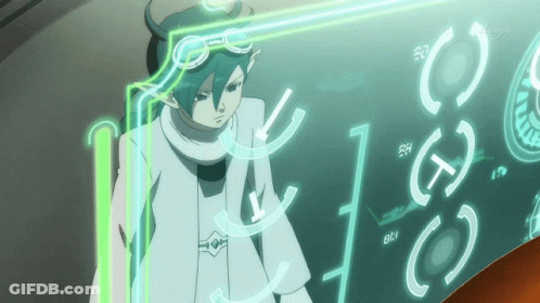 A Cartoon Character Is Standing In Front Of A Screen That Says Eh GIF