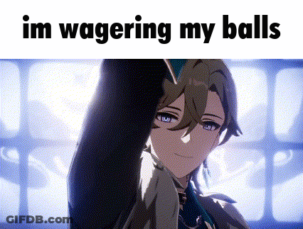 A Cartoon Character Is Standing In Front Of A Sign That Says `` Im Wagering My Balls '' And Is Smiling . GIF