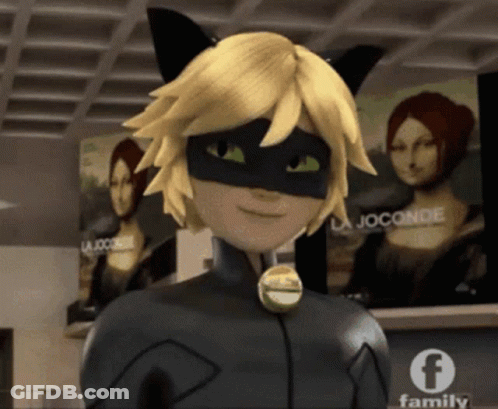 A Cartoon Character Is Standing In Front Of A Sign That Says La Joconde Family GIF