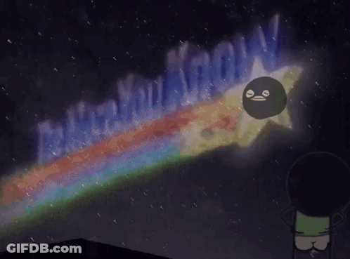 A Cartoon Character Is Standing In Front Of A Sign That Says " Re You Know " GIF