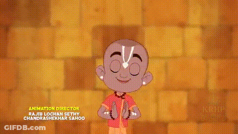 A Cartoon Character Is Standing In Front Of A Statue With The Words Animation Director Written On The Bottom GIF