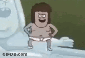 A Cartoon Character Is Standing In Front Of A Toilet With His Hands On His Hips And Smiling . GIF