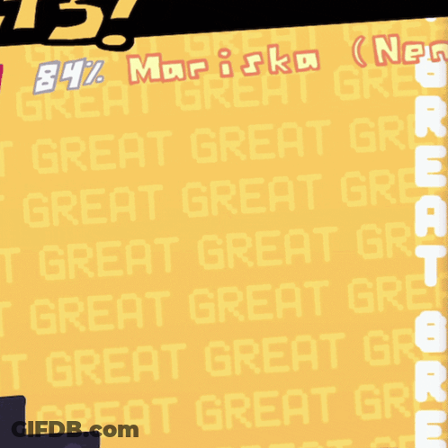 A Cartoon Character Is Standing In Front Of A Wall That Says Great GIF