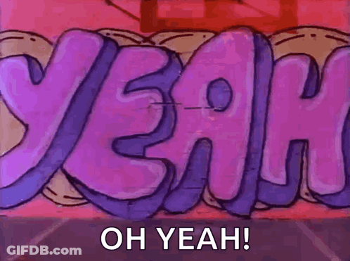 A Cartoon Character Is Standing In Front Of A Wall With Graffiti On It And Says `` Oh Yeah '' . GIF