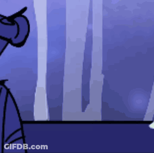 A Cartoon Character Is Standing In Front Of A Window In A Dark Forest . GIF