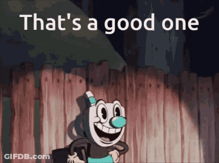 A Cartoon Character Is Standing In Front Of A Wooden Fence With The Words That 'S A Good One Written Above Him . GIF
