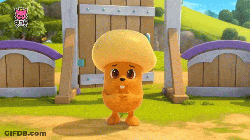 A Cartoon Character Is Standing In Front Of A Wooden Gate With A Pink Cat On It GIF