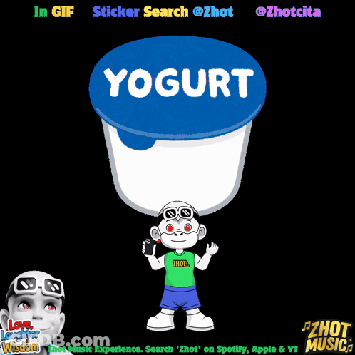 A Cartoon Character Is Standing In Front Of A Yogurt Cup GIF