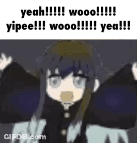 A Cartoon Character Is Standing In The Dark With His Arms Outstretched And Says Yeah ! GIF