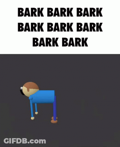 A Cartoon Character Is Standing In The Dark With The Words Bark Bark Bark Bark Bark Bark Bark GIF