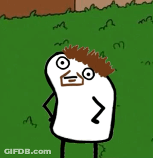 A Cartoon Character Is Standing In The Grass With A Surprised Face GIF