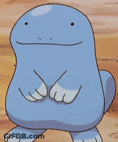 A Cartoon Character Is Standing In The Sand With His Hands On His Belly GIF