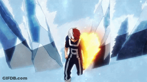 A Cartoon Character Is Standing In The Snow With A Fire Coming Out Of His Chest . GIF