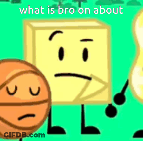 A Cartoon Character Is Standing Next To A Basketball And A Block With A Sad Face . GIF