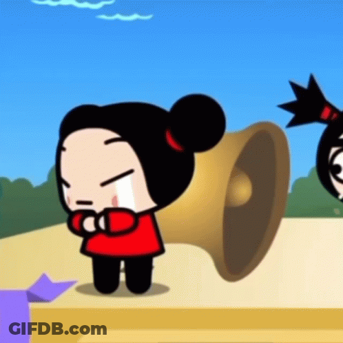 A Cartoon Character Is Standing Next To A Bell GIF