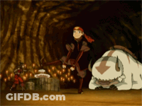 A Cartoon Character Is Standing Next To A Buffalo With An Arrow On Its Back GIF