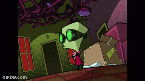 A Cartoon Character Is Standing Next To A Cardboard Box That Says Part GIF